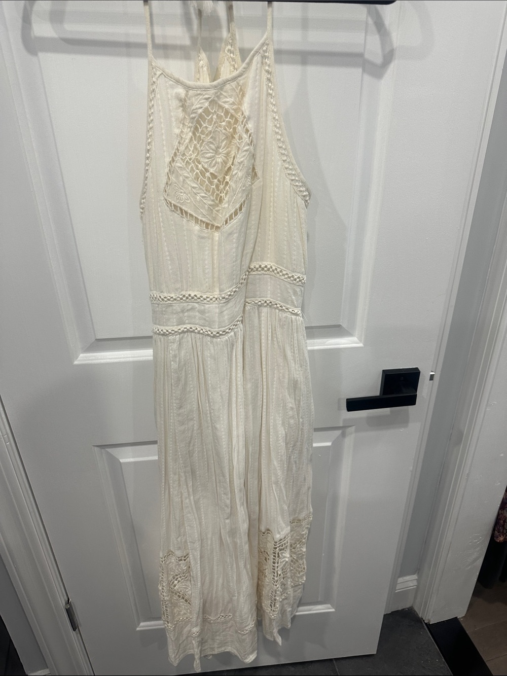 Lucky Brand Cream Crochet-Detail Maxi Dress